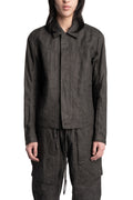Blackmerle | SS26 - Ink-Coated Flax Trousers, 261-B01-500IC