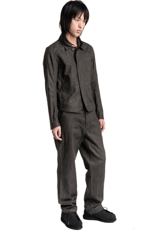 Blackmerle | SS26 - Ink-Coated Flax Trousers, 261-B02-500IC