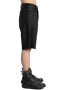 Cracked Coated Denim Shorts