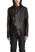 Asymmetric Zip Stretch Leather Jacket