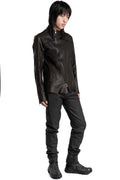Asymmetric Zip Stretch Leather Jacket