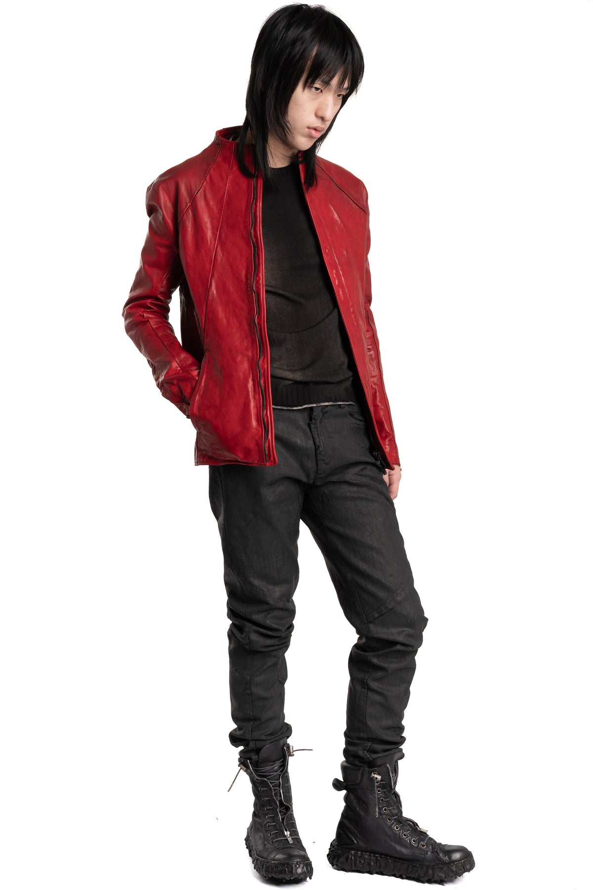 Incarnation | Scar stitch leather jacket, 11V-42097 Dirty Red