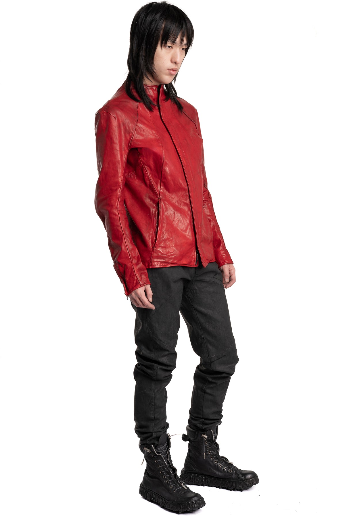 Incarnation | Scar stitch leather jacket, 11V-42097 Dirty Red