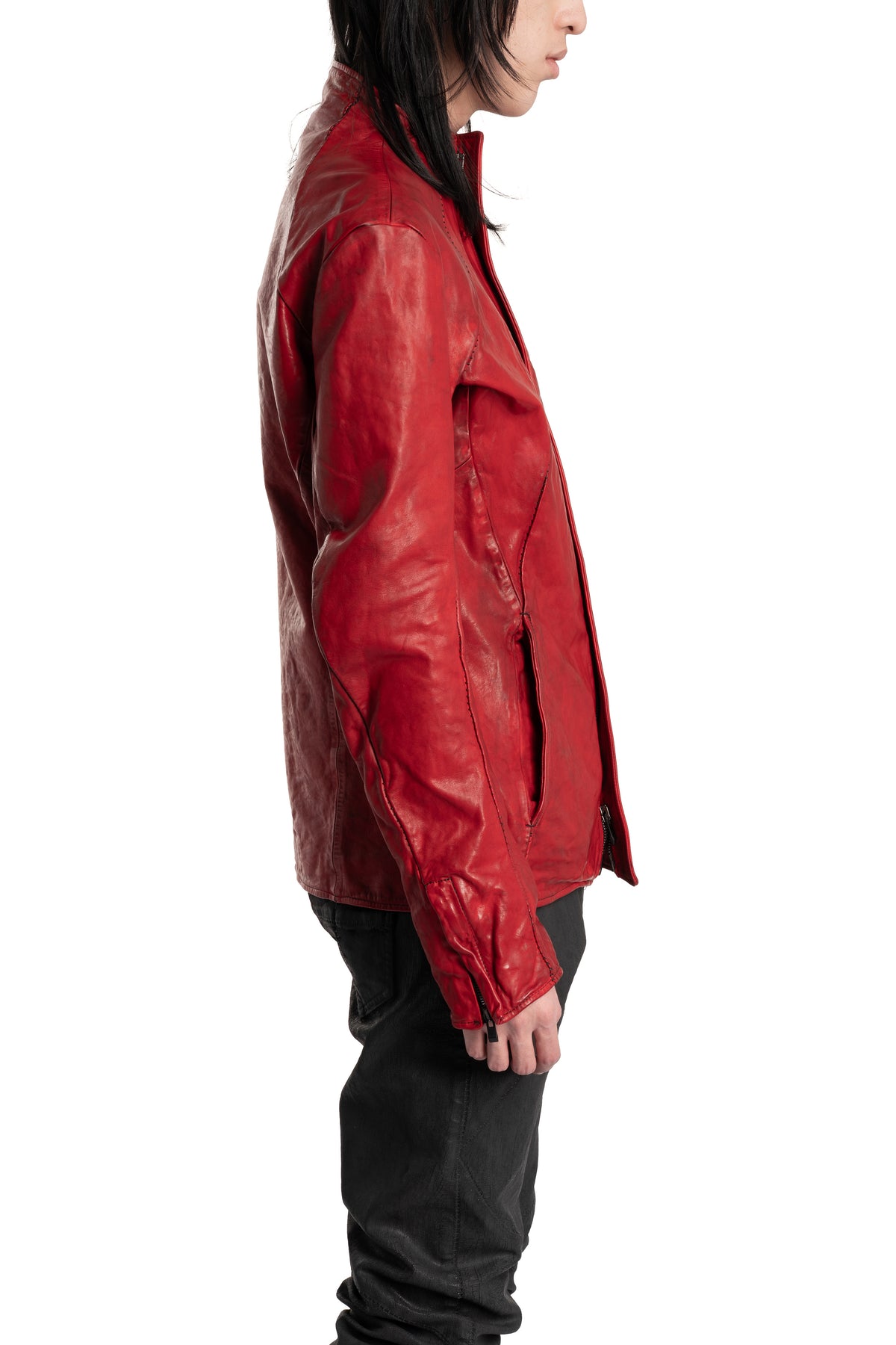 Incarnation | Scar stitch leather jacket, 11V-42097 Dirty Red