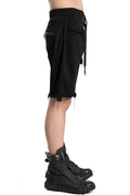Layered Panel Drop-Crotch Knit Shorts