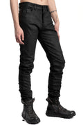 Slim Fit Coated Jeans, Black Leather