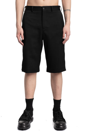 Wool gabardine side zip shorts