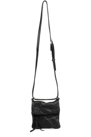 0-Hide | Small folded messenger leather bag, Black F25B3b