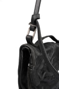 0-Hide | Folded messenger leather bag, Black F25B4sh