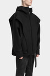 La Haine Inside Us - Layered oversized wool blend hooded jacket, M1179
