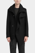 La Haine Inside Us - AW25 High neck asymmetrical wool blend jacket M1178