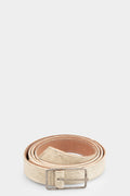 0-Hide | Silver buckle leather belt, Dirt white F25blt5