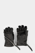 0-Hide | Spiral zip fingerless leather gloves F25G2