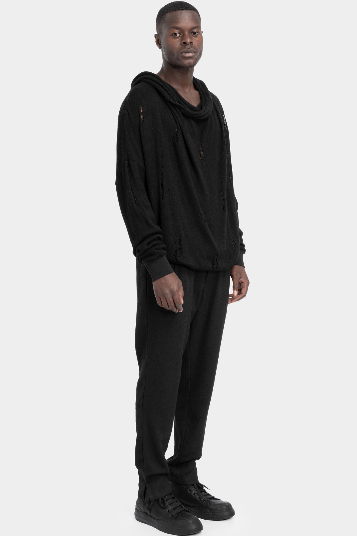 LA Haine Inside Us | AW25 - Draped hooded knit sweater M1190