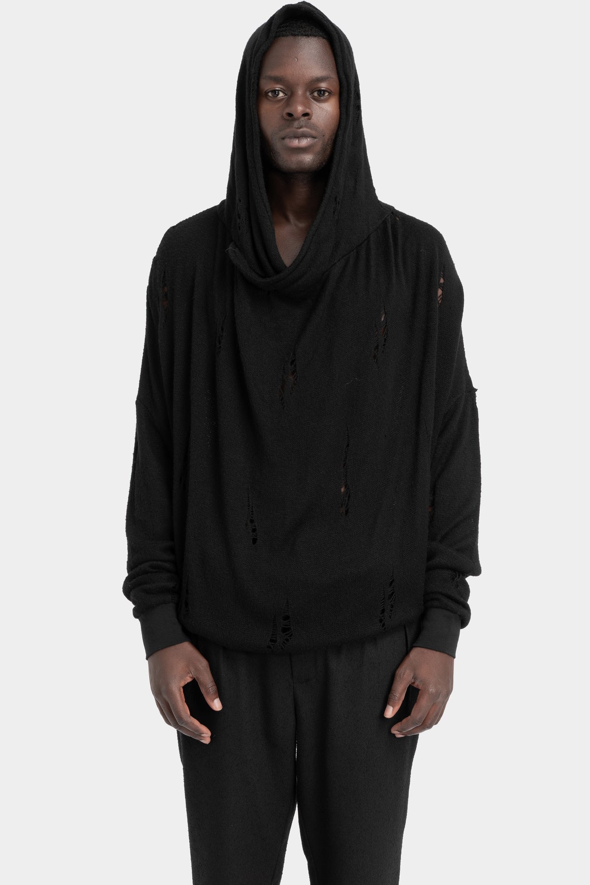 LA Haine Inside Us | AW25 - Draped hooded knit sweater M1190