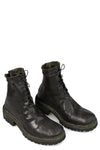 Back zip laced leather boots, Muted Green