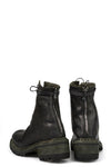 Back zip laced leather boots, Muted Green