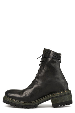 Incarnation | Back zip laced leather boots, Muted Green 11V-71137-VB