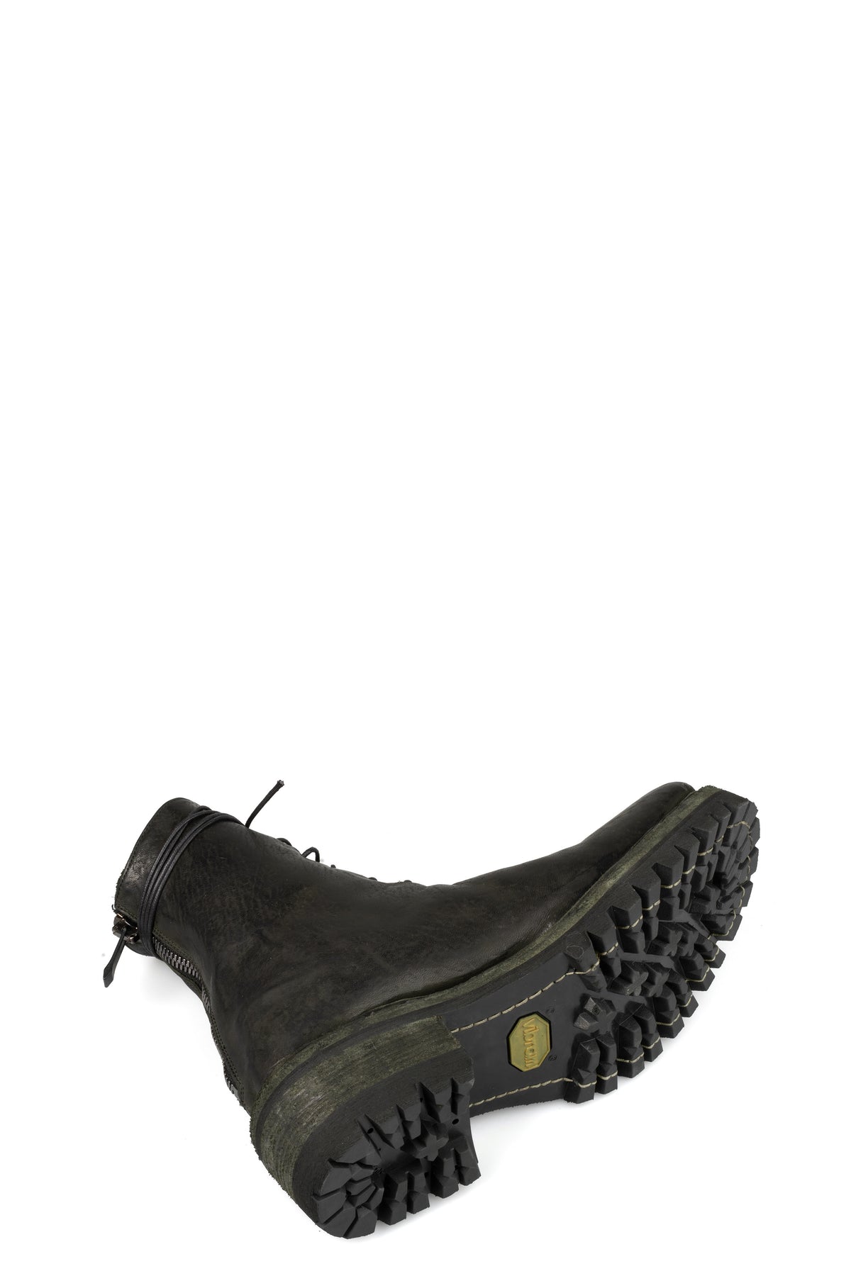 Incarnation | Back zip laced leather boots, Muted Green 11V-71137-VB