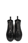 Low front zip leather sneakers