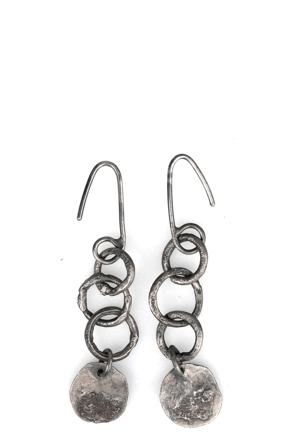 Silver earring coin link