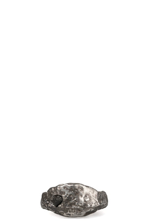 Cuma | Signet silver ring with black diamond, shot on table