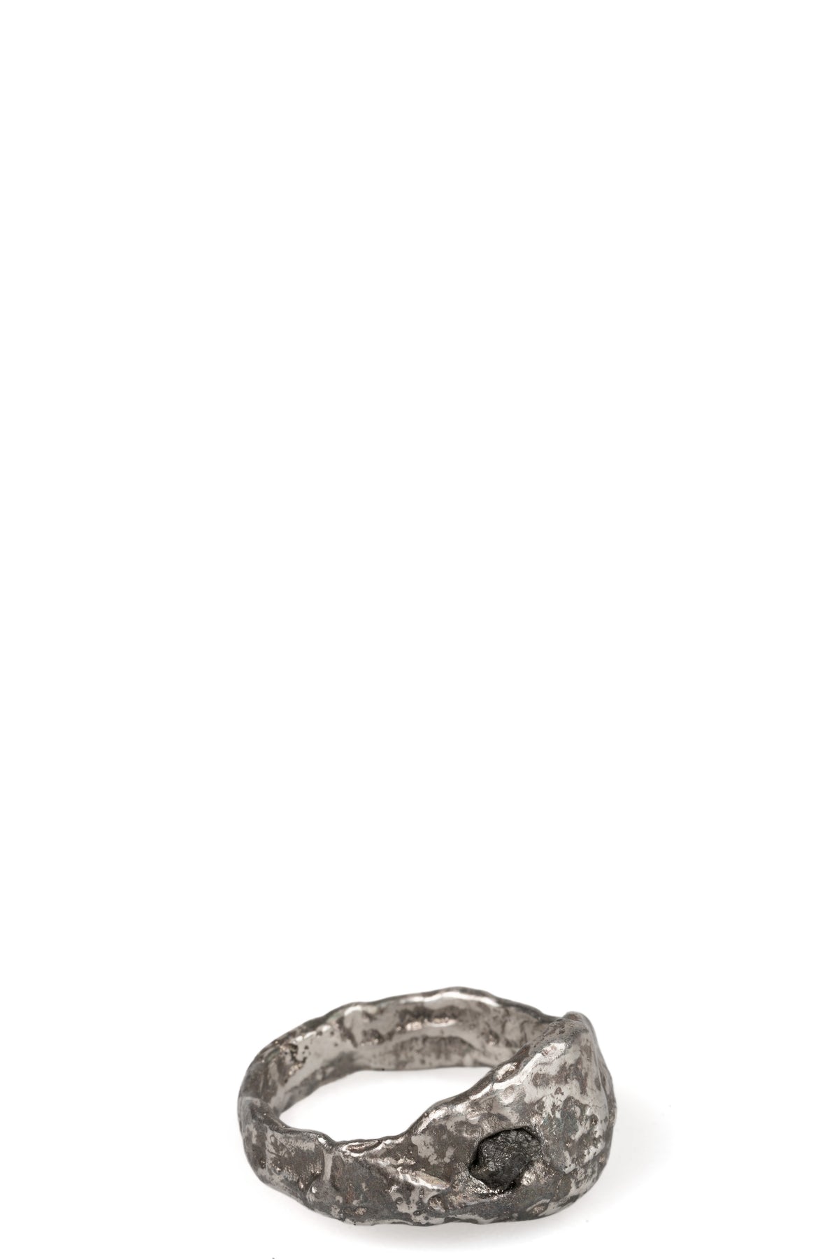 Signet silver ring with black diamond