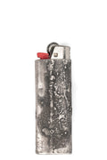 Silver lighter case black diamond