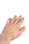 Open band black diamond silver ring
