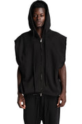 Hooded Sleeveless Sweater Jacket
