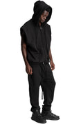 Hooded Sleeveless Sweater Jacket