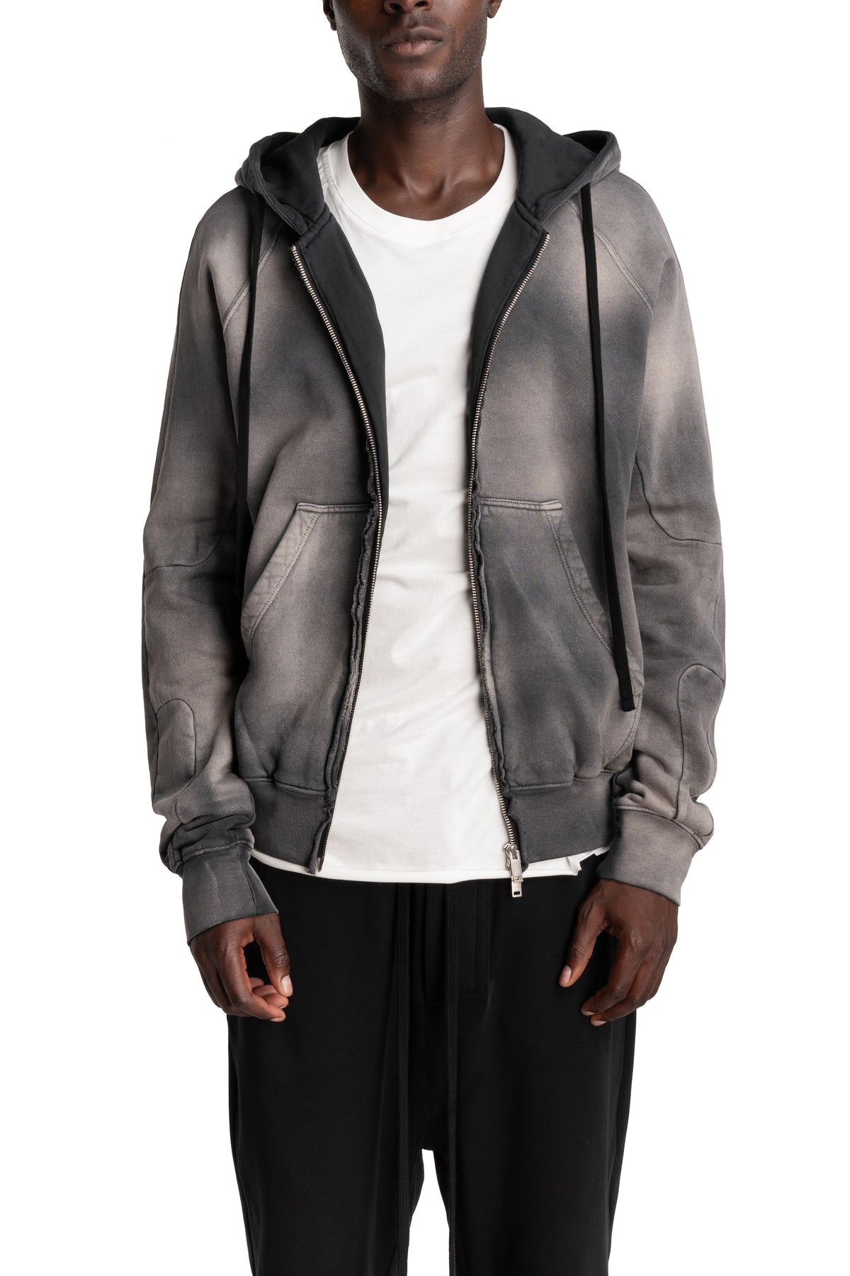Thom Krom | AW26 - Hooded Zip Jacket, Grey Stone Wash Spray MSJ711
