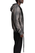 Hooded Zip Jacket, Grey Stone Wash Spray