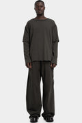 Layered sleeve long sleeve tee, Smoke brown
