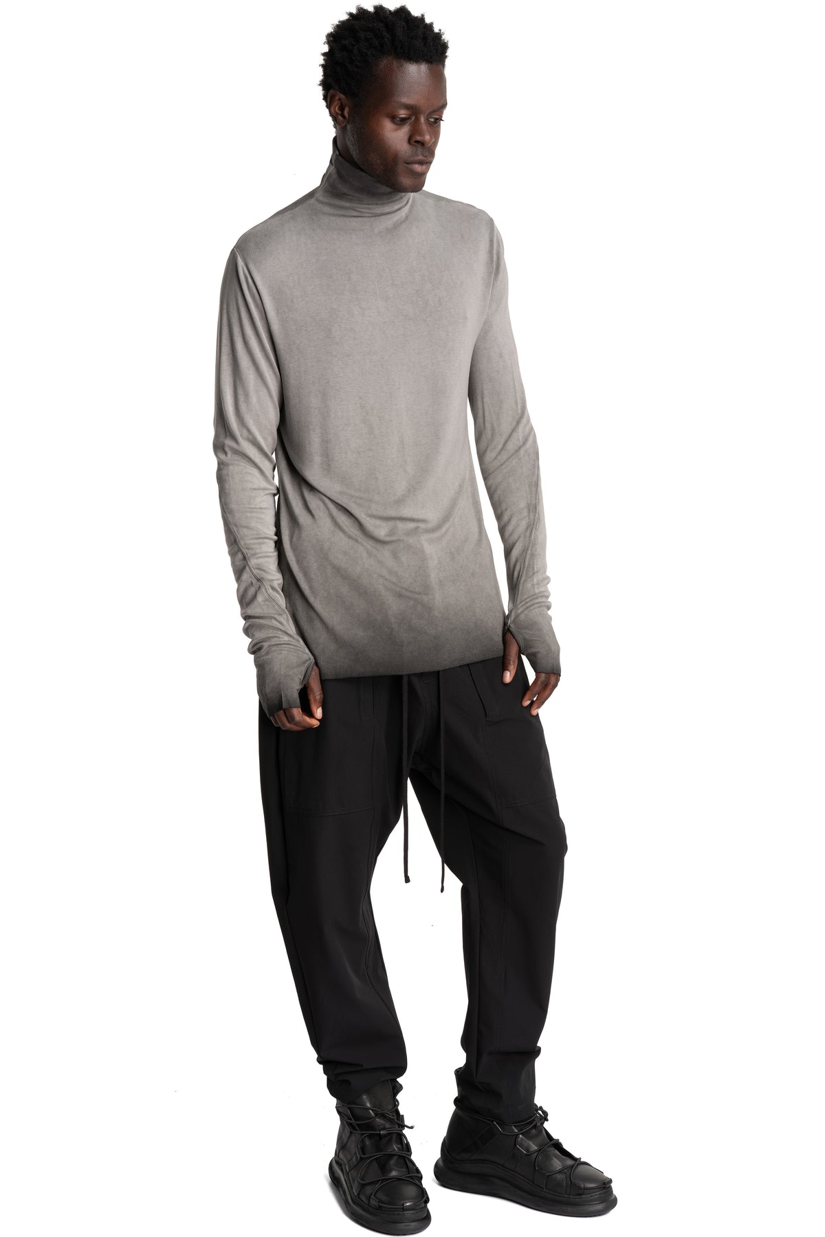Thom Krom | AW26 - Roll Neck Longsleeve, Cold Dye Grey MTS1003