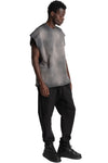Round Neck Sweat Top, Grey Stone Wash Spray