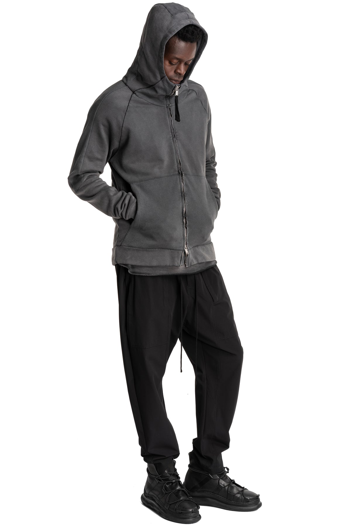 Thom Krom | AW26 - Hooded Zip Jacket, Dark Used Grey MSJ701