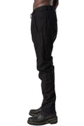 Crushed wool and linen baggy stitched trousers, Black