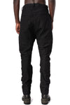 Crushed wool and linen baggy stitched trousers, Black