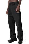 Stretch corrugated cotton wide-leg pants, Black