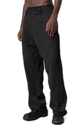 Stretch corrugated cotton wide-leg pants, Black