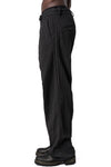 Stretch corrugated cotton wide-leg pants, Black