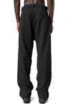Stretch corrugated cotton wide-leg pants, Black