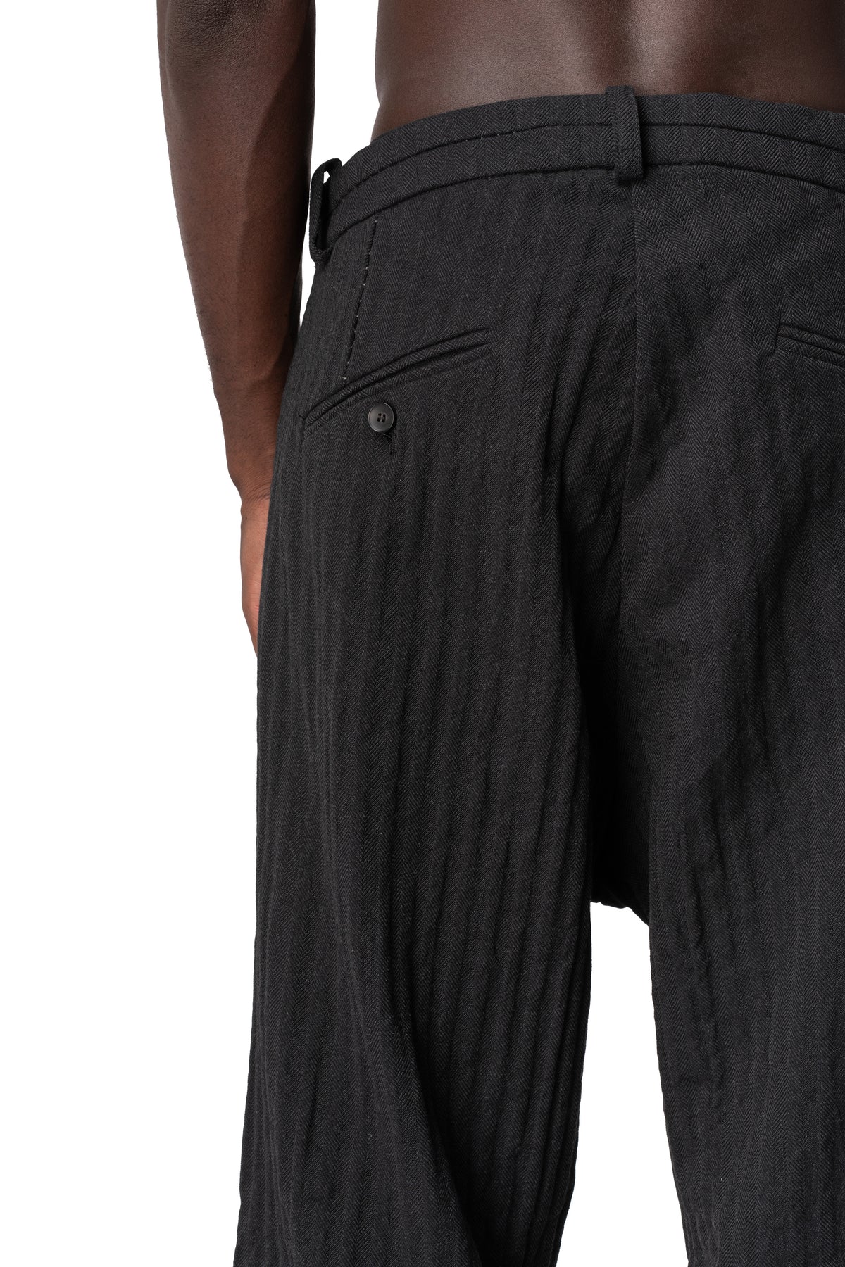 Stretch corrugated cotton wide-leg pants, Black