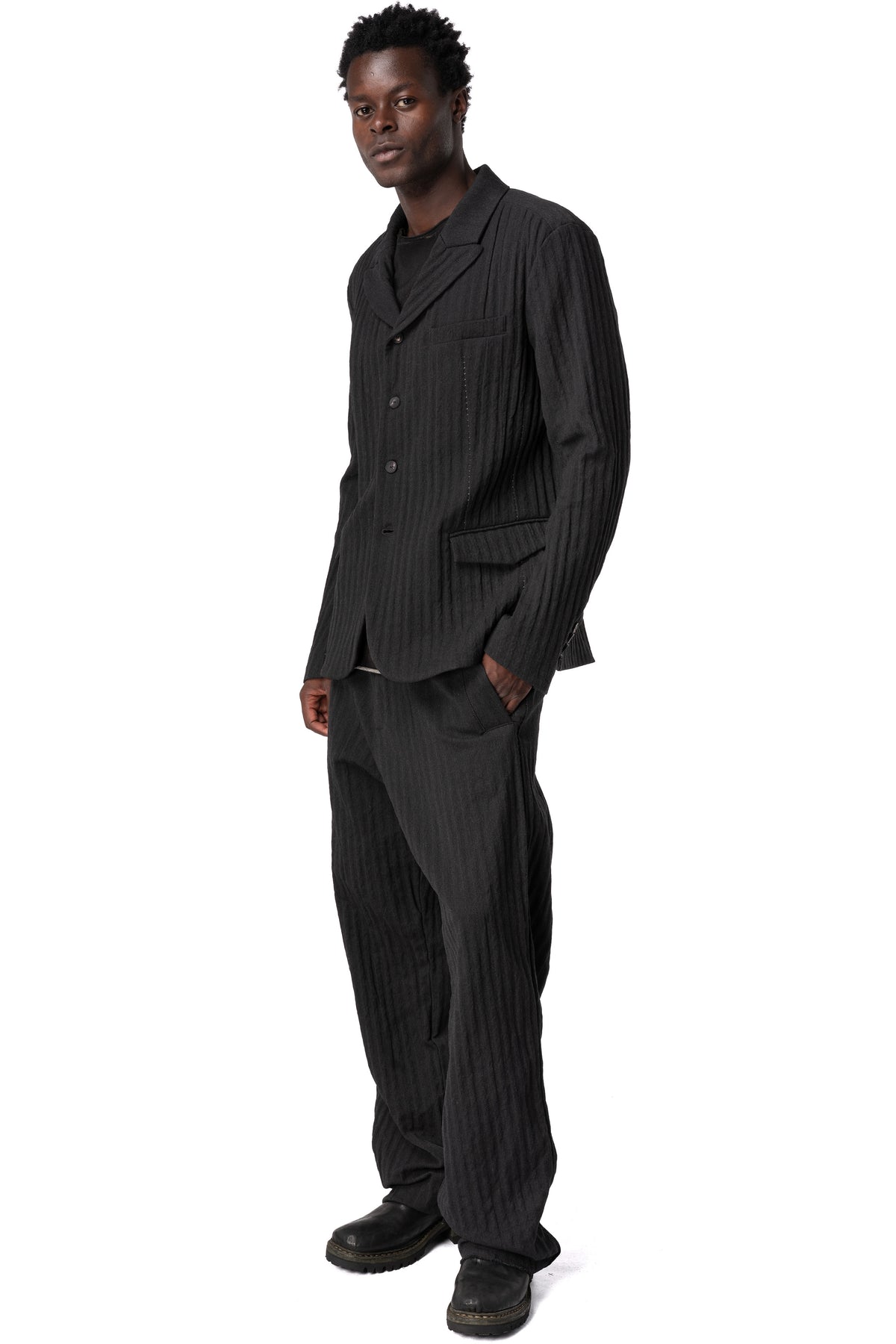 Stretch corrugated cotton jacket, Black