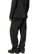 Stretch corrugated cotton wide-leg pants, Black