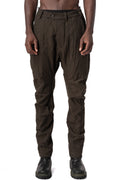 Crushed wool and linen baggy stitched trousers, Mocha