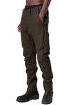 Crushed wool and linen baggy stitched trousers, Mocha