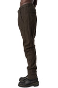 Crushed wool and linen baggy stitched trousers, Mocha