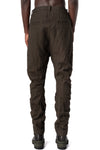Crushed wool and linen baggy stitched trousers, Mocha